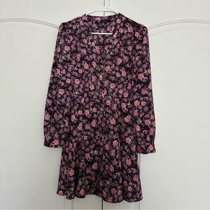 Zara Floral Print Mini Dress Women size Small purple